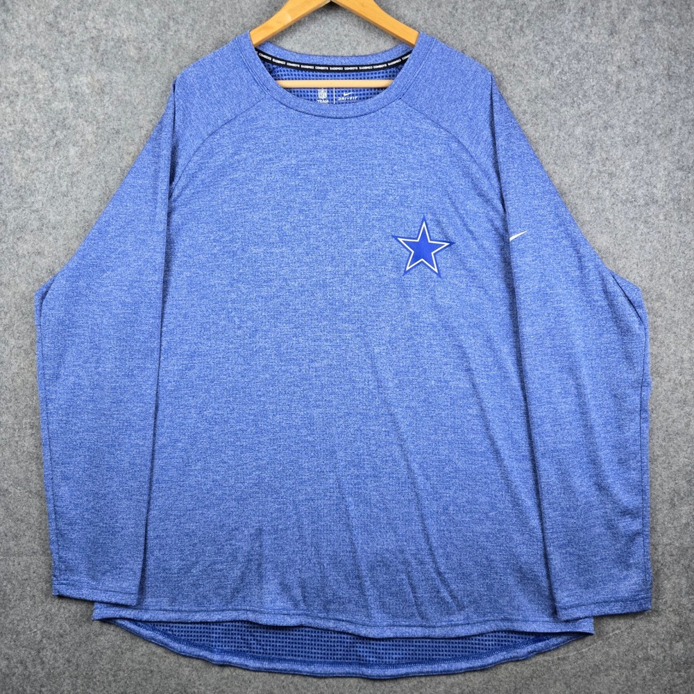 Nike Dallas Cowboys Shirt Mens 3XL Blue NFL Dri-Fit Long Sleeve Training Top